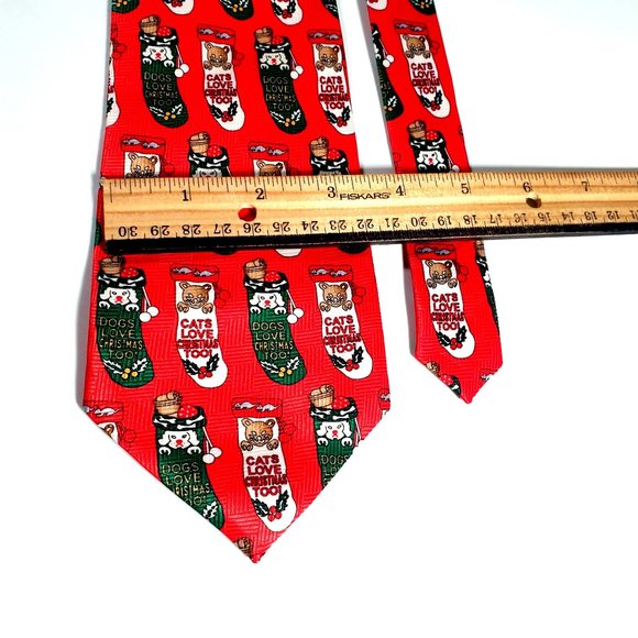 Dog Cat Stocking Mens Necktie Tie Designer Accessory Work Office Dad Gift - Picture 3 of 5